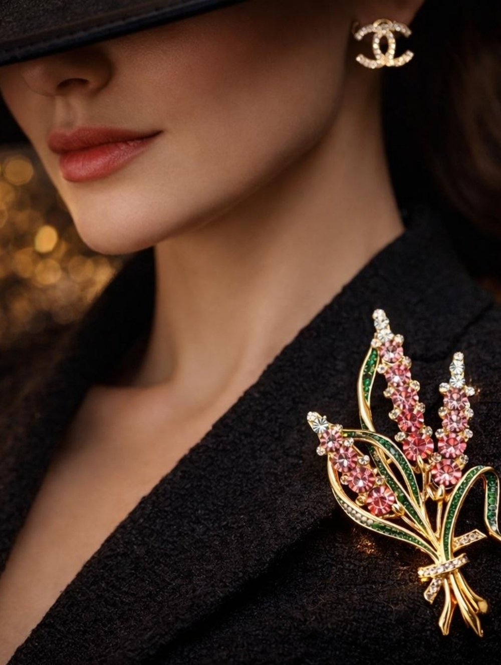 Gold Floral Bouquet Brooch - Women Jewelry